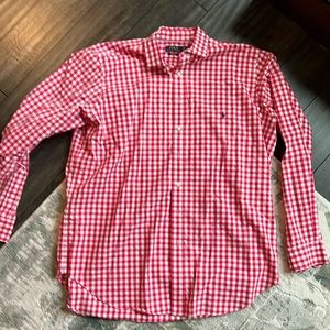 Polo Ralph Lauren Classic Fit Gingham Oxford Shirt - Red and White, XLT